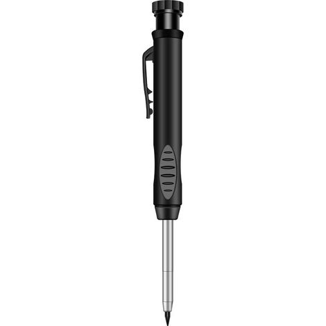 Crayon de charpentier menuisier, marqueur mécanique à pointe fine, traceur profond avec 6 recharges, outil de marquage pour chantier, jauge de précision (noir) (1/5)