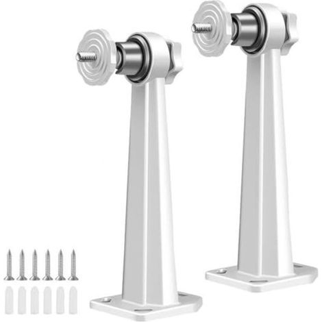 Lot de 2 supports muraux pour caméra de surveillance, angle réglable, rotation à 360°, support en alliage d'aluminium, fixation murale, suspension ou installation verticale (blanc) (1/5)