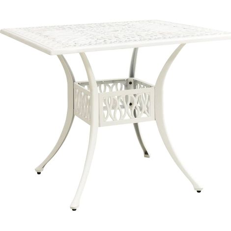 vidaXL Table de jardin Blanc 90x90x73 cm Aluminium coulé (1/5)