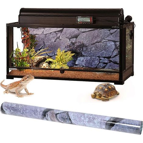 Sticker mural décoratif fond rocheux, tableau paysage pour aquarium, 122 x (1/3)