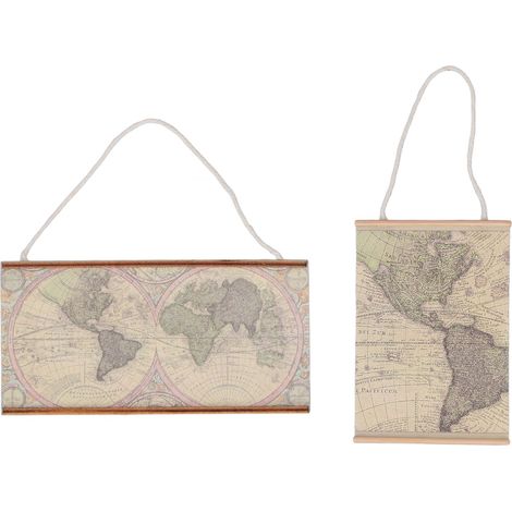 Carte du Monde Murale Miniature 1:12, Lot de 2, Impression Claire et Sûre pour Décor de Maison de Poupée, Salon (1/5)