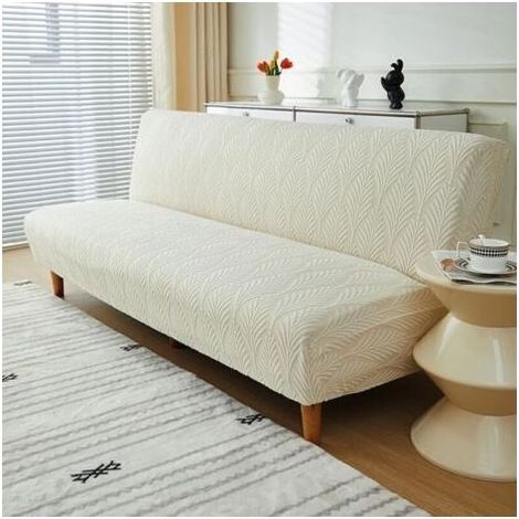 Housse sans accoudoir 3 places extensible imperméable pour banquette clic clac, beige, taille M (1/5)
