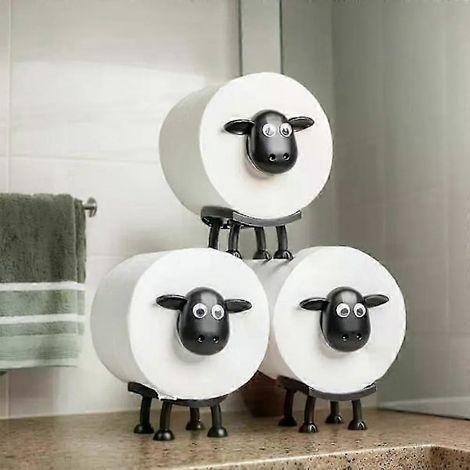 Set of 3 lamb-patterned toilet paper holders, bathroom organizer (LGL) (1/4)