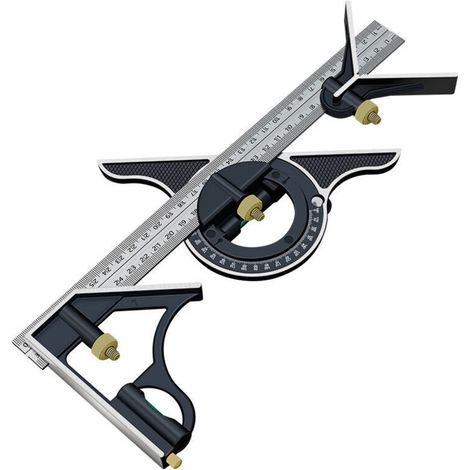 Équerre Combinée Règle Menuisier Multifonctionn Metal Equerre Réglable Angle Charpentier Outil,300MM (1/5)