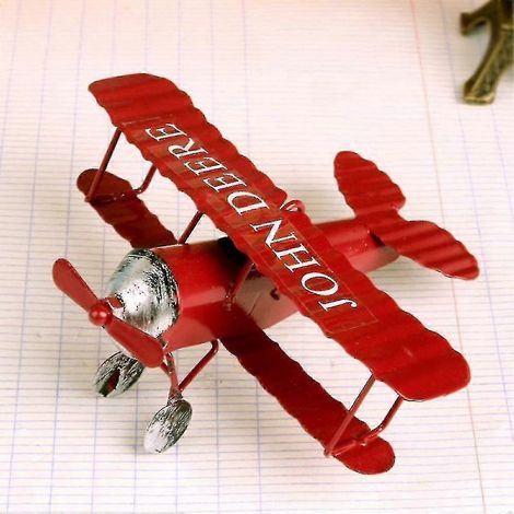 Figurines miniatures de biplan vintage en métal pour la décoration intérieure, modèle réduit d'avion pour enfants (1/5)