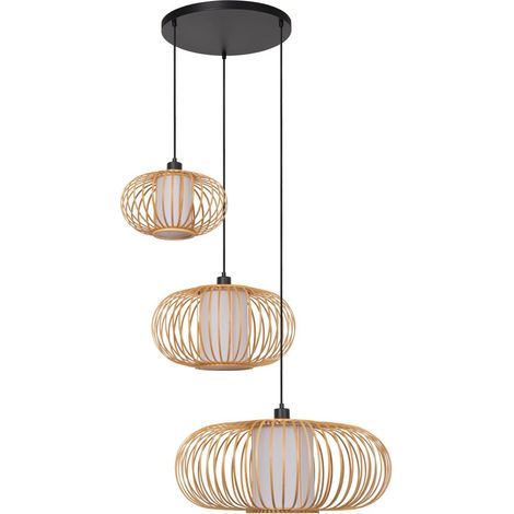 Lampe suspendue Thuline Aspect bois à 3 lumières - 05457/13/72 (1/3)