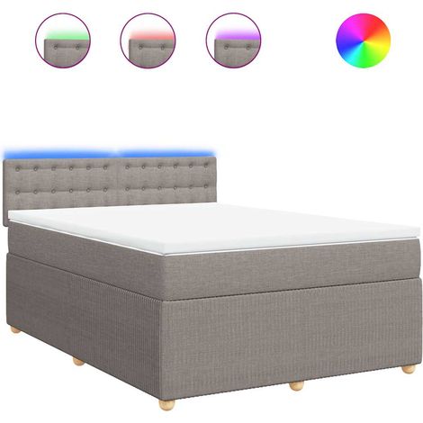 Maison Exclusive - Sommier à lattes de lit avec matelas Taupe 160x200 cm Tissu (1/5)