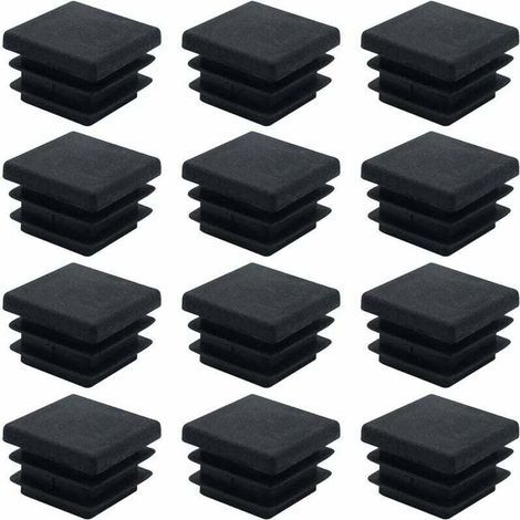 40 square furniture end caps, 20mm x 20mm square plastic tube plugs, anti-slip caps, black rectangular end caps, insert plugs, protectors for chair tubes (1/4)