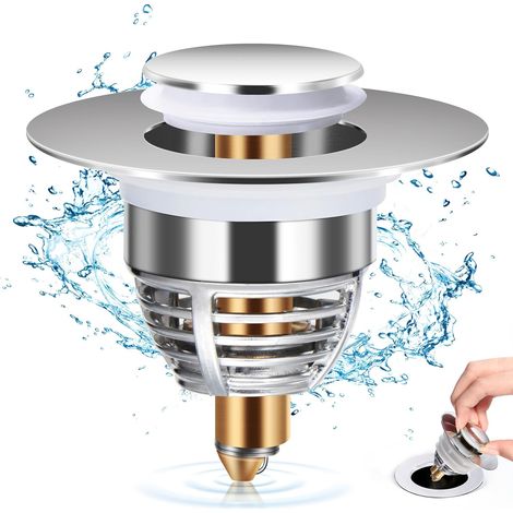 Drain d'évier universel, bouchon de vidange amélioré, drain d'évier à tirer, accélère le drainage sans colmatage, adapté à la baignoire, à la cuisine, à l'évier (trou de vidange 32-42 mm) (1/5)