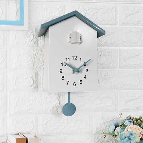 Horloge à coucou vintage avec pendule, voix d'appel, maison d'oiseau, décoration murale pour la maison, le salon, le bureau (blanc + gris) (1/5)