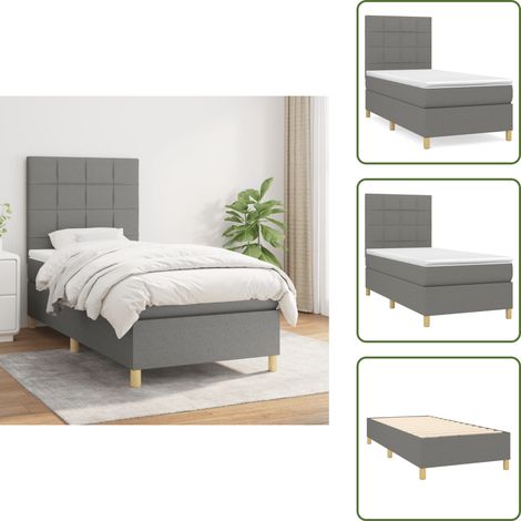 Boxspringbett mit Matratze Dunkelgrau 90x200 cm Stoff - Boxspringbett - Doppelbett - Betten - Schlafräume - Möbel (1/5)