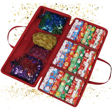 Relaxdays Borsa per carta regalo, con zip, maniglie, 3 tasche a rete per accessori, HxLxP: 34 x 82 x 13 cm, rossa