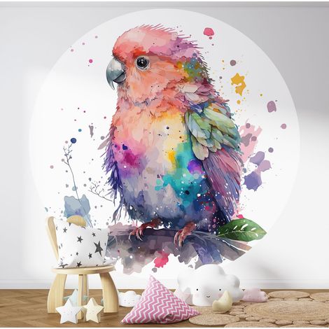 Papier peint rond / cercle Enfants - Perroquet - Diamètre 50 cm (1/3)