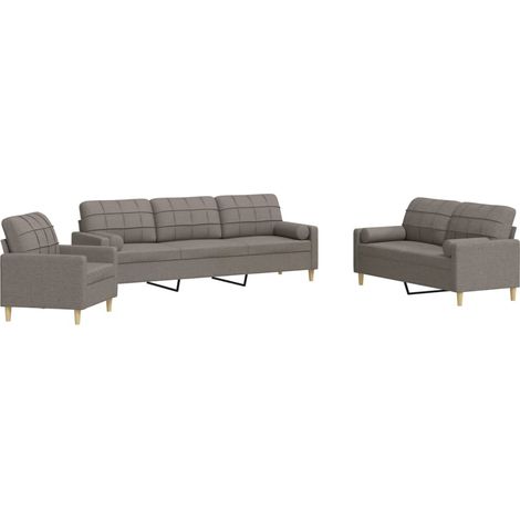 Maison Exclusive - Set Divani 3 pz con Cuscini Decorativi Tortora in Tessuto (1/5)
