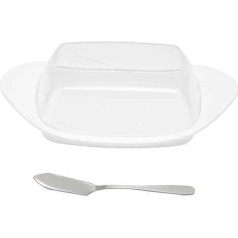 Beurrier en forme de bateau avec couvercle, boîte de découpe en PP de qualité alimentaire pour la cuisine d'échecs (blanc) (1/5)