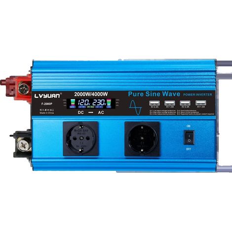 Wechselrichter, reine Sinuswelle, hoher Wirkungsgrad, 4000 W Spitzenleistung, Europa-b, DC 12 V-b, AC 220–240 V-b (1/2)