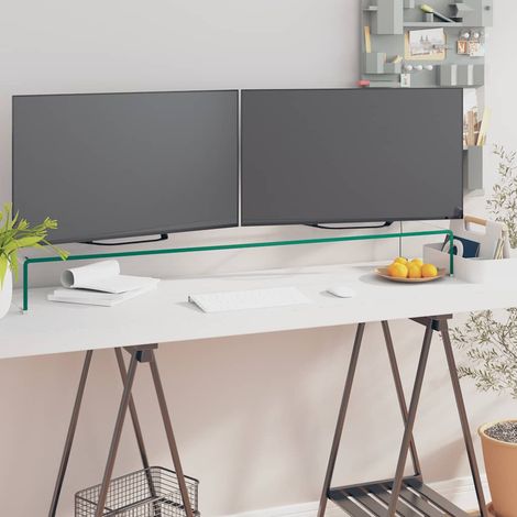 Meuble TV de moniteur pour Salon - Armoire TV 110 x 30 x 13 cm Verre Transparent BV128968 - BonneVie (1/5)