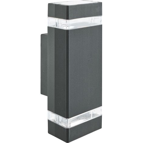 Applique extérieure UP-DOWN métal noir et diffuseur verre clair, LED Sheffield IP44, Ampoules led incluses GU10 (1/3)