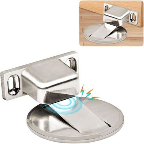 1 PC Arret de Porte Magnetique Arrêt de Porte en Métal, Forte Magnétique Butée de Porte en Métal, Butée de Porte Magnétique Solide Avec Adhésif et Vis (Argent) (1/5)