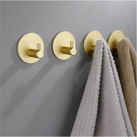 Goldene, selbstklebende Badezimmerhaken, 4er-Set Handtuchhaken, Wandkleiderhaken, Haken (1/5)