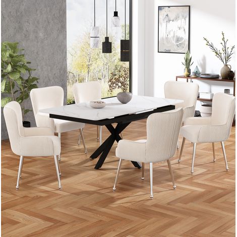 Set 6 sedie in velluto con braccioli e piedi regolabili OKMYHOME (1/5)