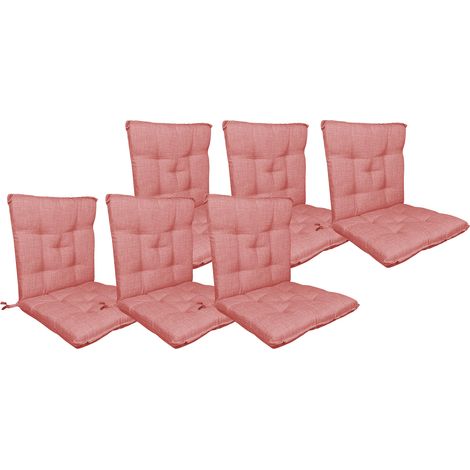 Set Cuscini Sedia Con Schienale Imbottiti Con Laccetti Banda Elastica 40 x 80 Cm Corallo - 6 Pezzi
