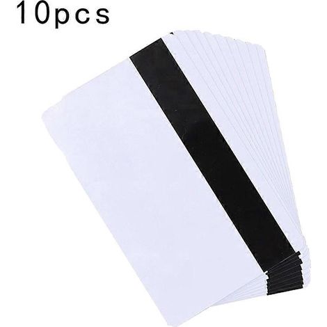 Un lot de 10 cartes PVC blanches vierges avec bande magnétique haute résistance et trois pistes, imprimables, adaptées aux cartes d'étudiant, aux cartes cadeaux, etc. (1/5)