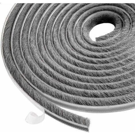 Joint de porte et fenêtre 10m bande de brosse, Joint brosse adhésif autocollante coupe-vent et anti-poussière pour fenêtres et portes mobiles, Largeur 9mm x Hauteur 9mm(Girs) (1/5)