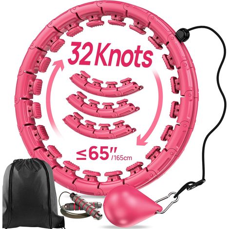 Exercice Hoop Lesté Grande Taille, 32 Poids Amovibles pour Adultes et Débutants, 2 en 1 Antraînement Abdominal et Massage, Hoola Hoop Anti-Chute avec Boule à Rotation Automatique (1/5)