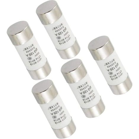 Lot de 5 connecteurs de fusible à dégagement rapide pour cylindre en céramique 500 V 125 A, 22 x 58 mm