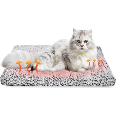 Couverture autochauffante pour chat : 70 x 46 cm, grise, lavable, douce et moelleuse, pour chiens et chats. Coussin pour chat. (1/5)