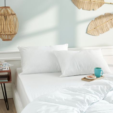Lot de 2 oreillers 45 x 70 cm Blanrêve Gamme "Douceur" traité Anti Acarien Soft & care - Blanc - (1/4)