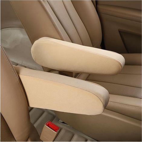 Fundas de tela para reposabrazos de asientos delanteros de coche, 2 piezas, protectores de consola central de repuesto directo, ajuste universal (beige) (1/5)