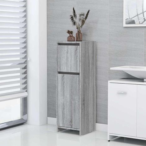 vidaXL Armario de baño madera contrachapada gris Sonoma 30x30x95 cm (1/5)