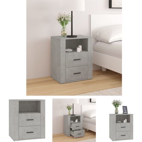Schubladen - vidaXL Nachttisch Betongrau 50x36x60 cm Holzwerkstoff - Fach (1/5)