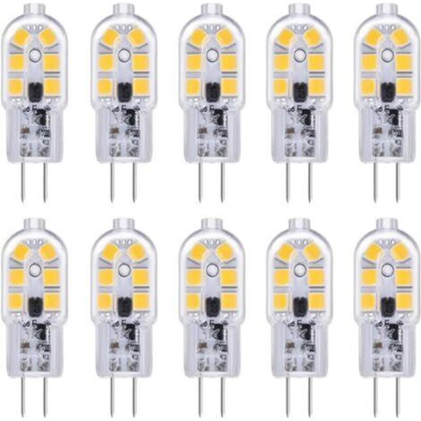 G4 LED-Dunstabzugshaubenlampe 12V 2W Kaltweiß 6000K, 200LM, Halogenäquivalent G4 Bi-Pin, LED G4 12V AC/DC Lampe für Wohnmobil/Küchenabzugshaube, nicht dimmbar, 10er-Pack [Energieklasse A+]
