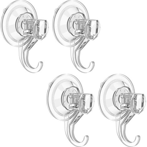 Crochet Ventouses Murale Transparents d’Aspiration, Charge de 3KG, en Plastique Porte Serviette Cintre Entrée Ustensile de Cuisine de Salle de Bain(4 Pack) (1/5)