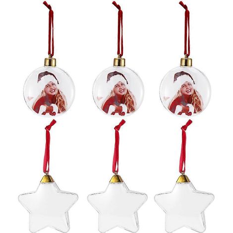 Lot de 6 cadres photo de Noël à suspendre au sapin.-10.00X7.50X3.00CM-transparent color (1/2)