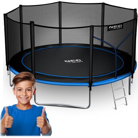 Trampolín de jardín de 404 cm con red exterior y escalera Neo-Sport