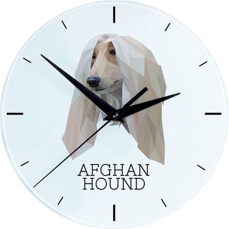 Galgo afgano: reloj de pared geométrico con foto e inscripción de Art-Dog (1/4)
