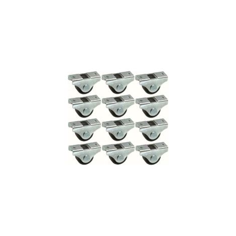 12 ruote universali per mobili da 25 mm, mini ruote nere per letto, armadietto, carrello, cestino, tavolo portaoggetti - Crezuo
