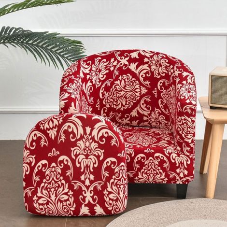 Housse de canapé - - Rouge - Extensible - Déhoussable - Lavable (1/5)