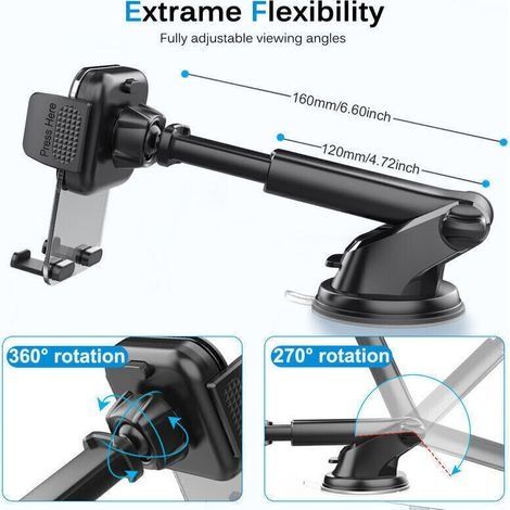 Auto-Handyhalterung, 2023 Upgrade [Extrem starker Saugnapf] Auto-Handyhalterung für Armaturenbrett, 360°-Drehung & Einhandbedienung, Befestigung an der Windschutzscheibe (4-7 Smartphones). (1/3)