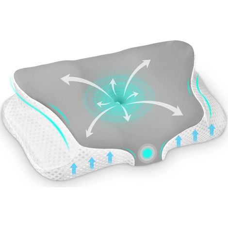 1 Oreiller ergonomique, mousse à mémoire de forme, double hauteur, taie 3D respirante, pour dormeurs côté dos ventre (1/5)