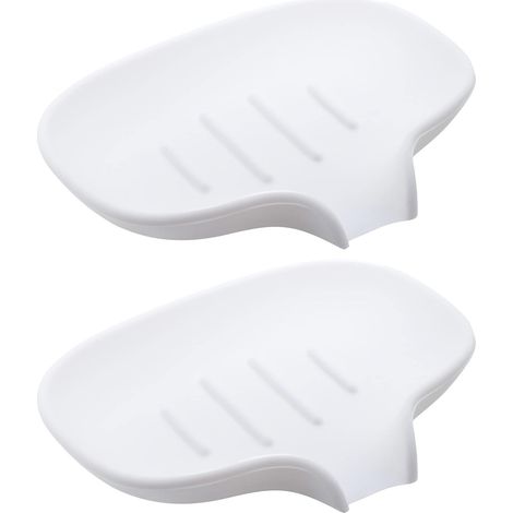 2-teilige Silikon-Seifenschale mit Abtropfschale, weiße Abtropfschale, für Dusche, Badezimmer und Küchenarbeitsplatte (1/5)