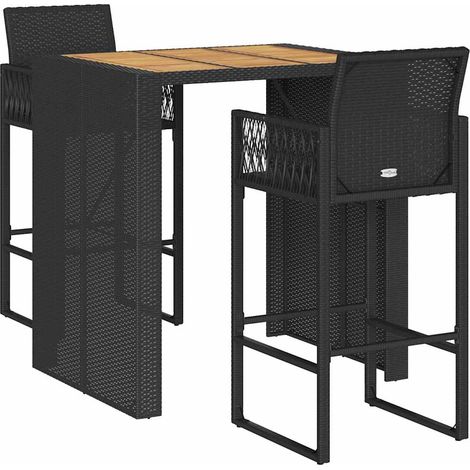 Maison Exclusive - Ensemble de bar de jardin 3 pcs sans coussins noir poly rotin (1/5)