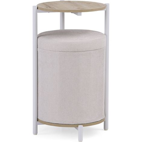 Couchtisch inkl. 2 Sitzhocker mit Stauraum Nestup 1 weiß / eiche hjh LIVING (1/5)