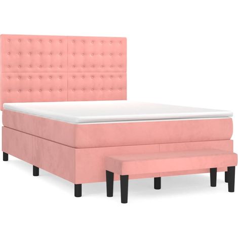 Maison Exclusive - Giroletto a Molle con Materasso Rosa 140x190 cm in Velluto (1/5)