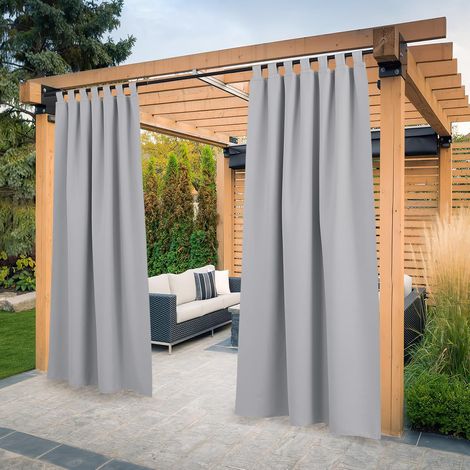 2 Pièces Rideau pour Pergola, Occultant Isolant, Polyester, Pattes Fixation, Extérieur Terrasse (1/5)