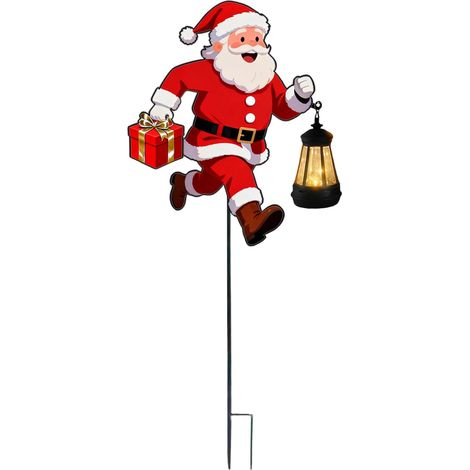 Père Noël d'extérieur – Panneaux lumineux à DEL Motif lanterne tenant le (1/5)